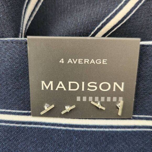 Madison Navy Stripe Wide Leg Pants NWT Size 4 Preppy Striped Dress Pants - Picture 6 of 8